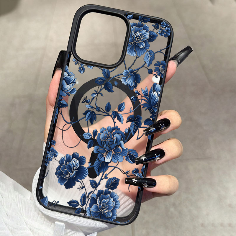 Phone Cases Bulk - غطاء هاتف مغناطيسي فاخر بتصميم زهري