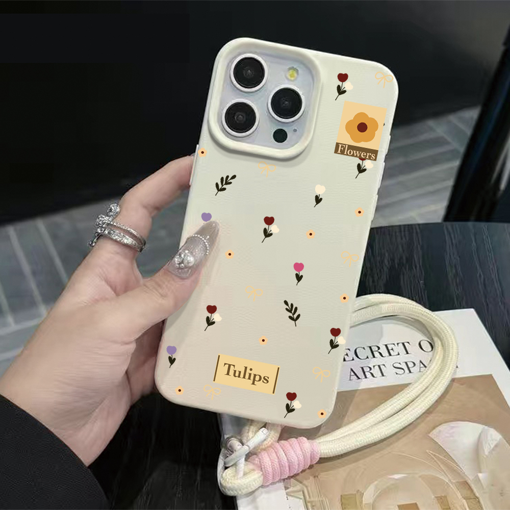 Phone Cases With Straps - جراب هاتف سيليكون مطفأ اللمعة بتصميم