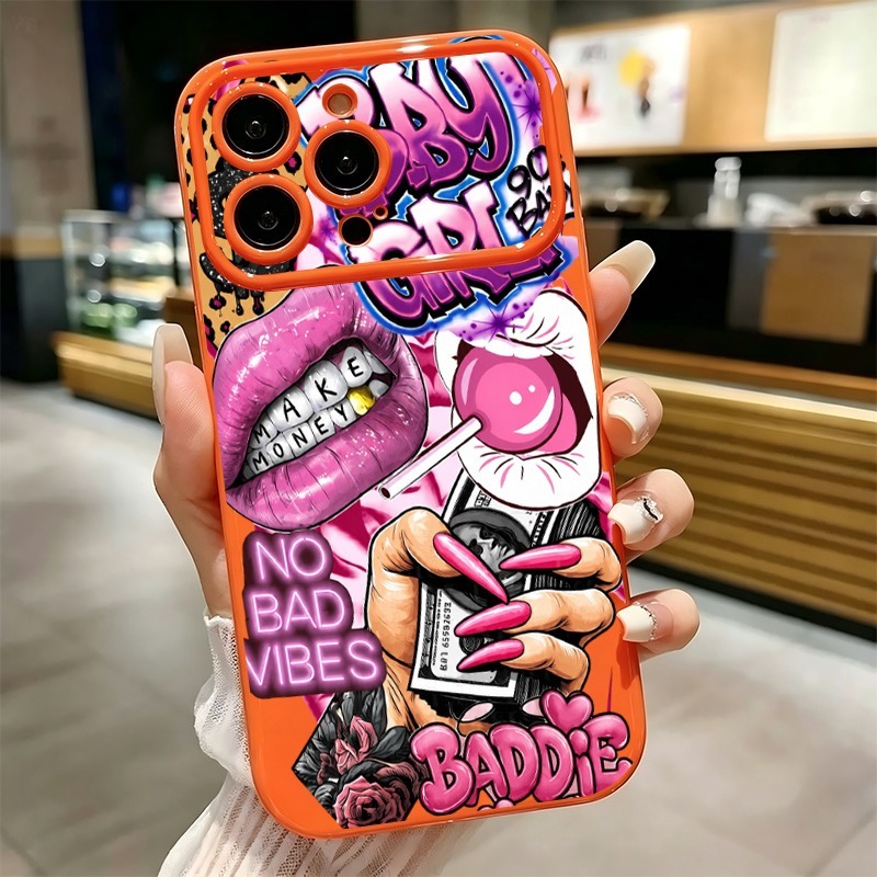 Phone Cases Iphone 11 - جراب هاتف بتصميم شفاه وردية وطبعة