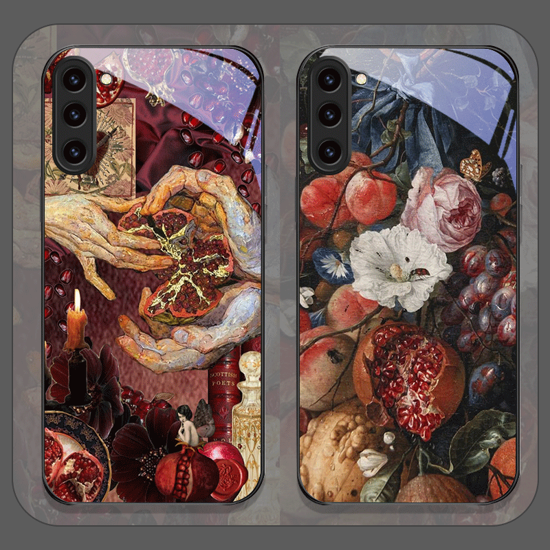 Phone Cases Samsung S25 Fe - الفاخرة زهرة الرمان نمط الزجاج المقسى
