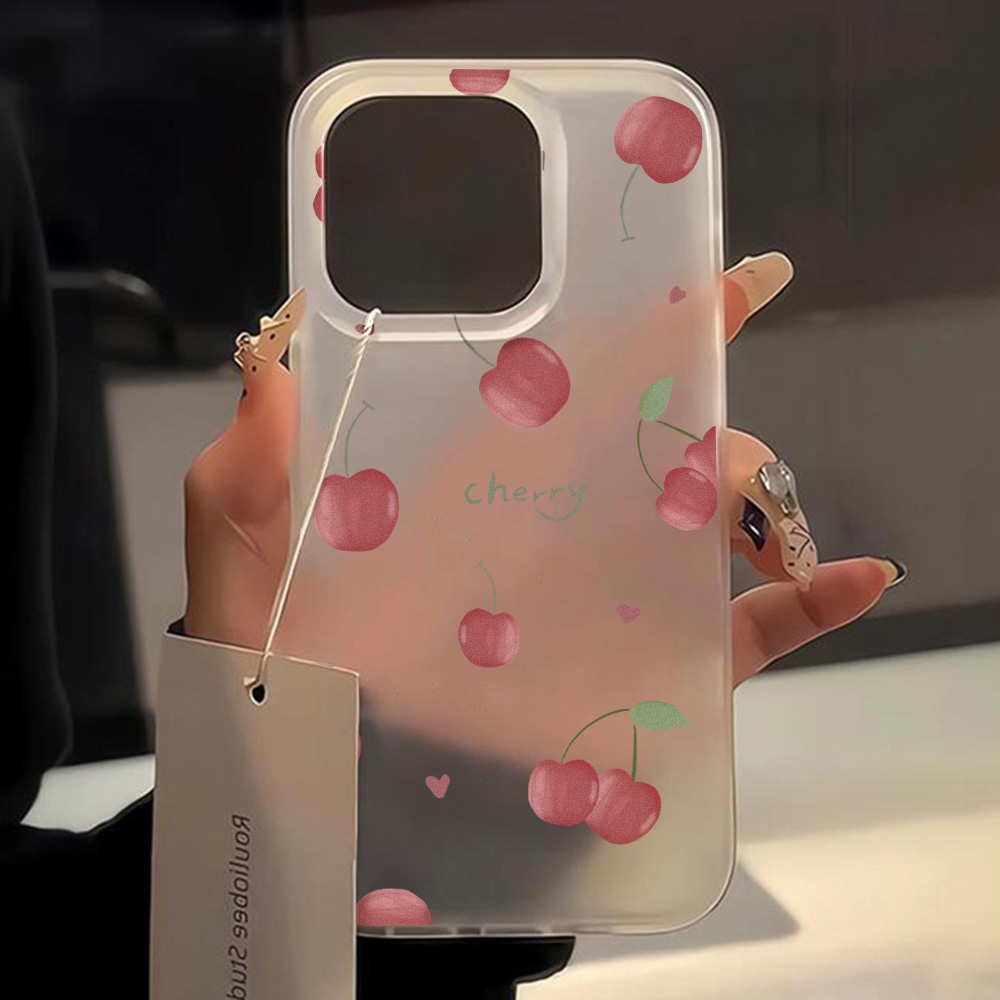 Phone Cases Cherry - غطاء هاتف شفاف بتصميم الكرز اللطيف
