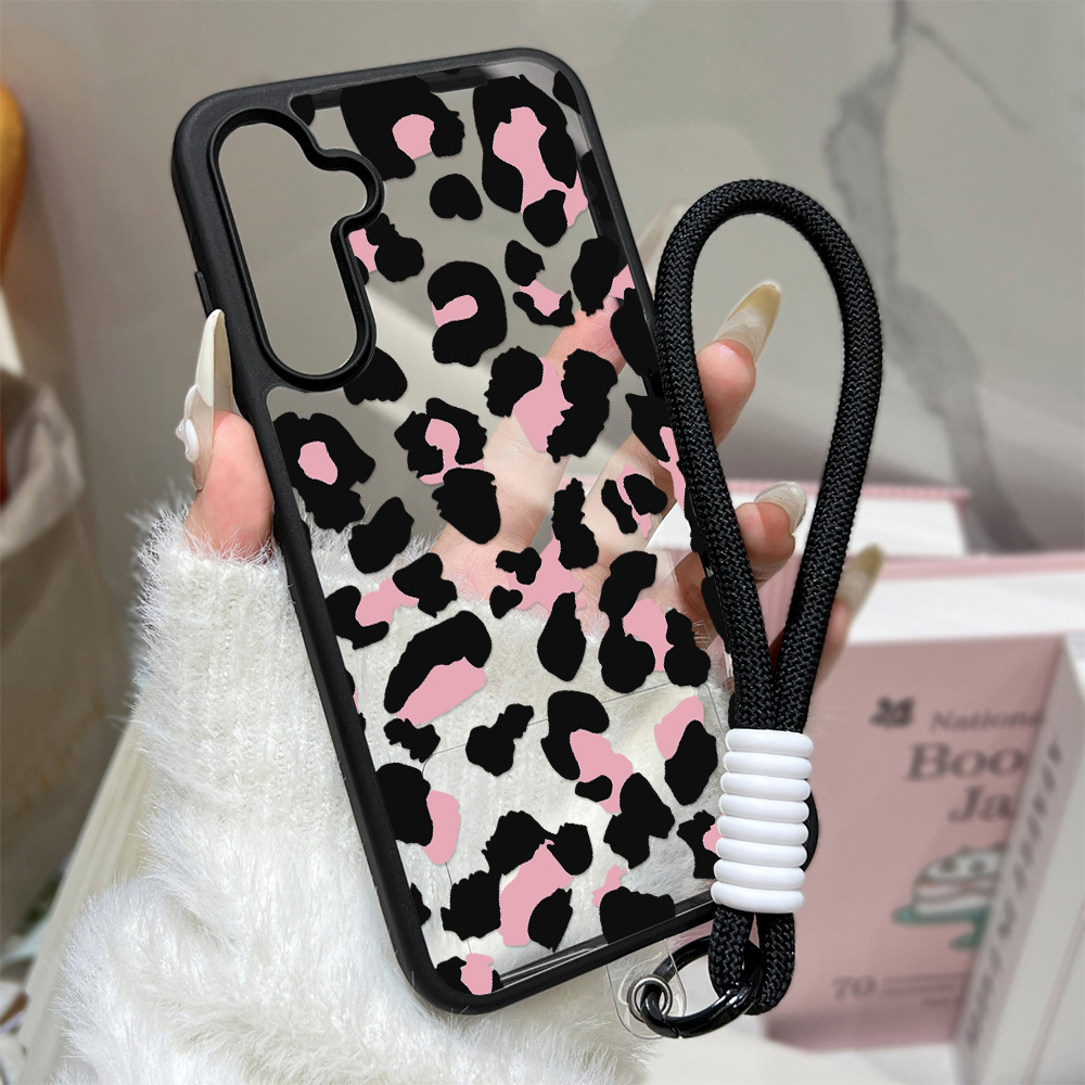 Phone Cases With Straps - جراب هاتف بطبعة جلد الفهد لهاتف