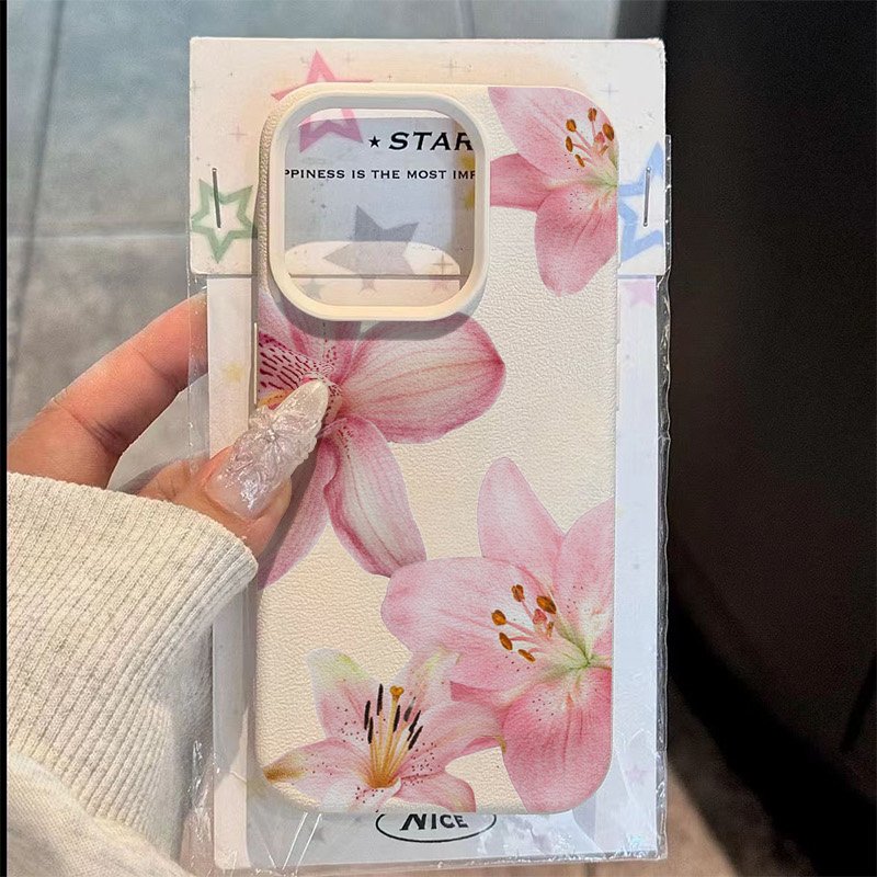 Phone Cases Samsung S25 Fe - الوردي زنبق ليتشي الملمس قضية الهاتف