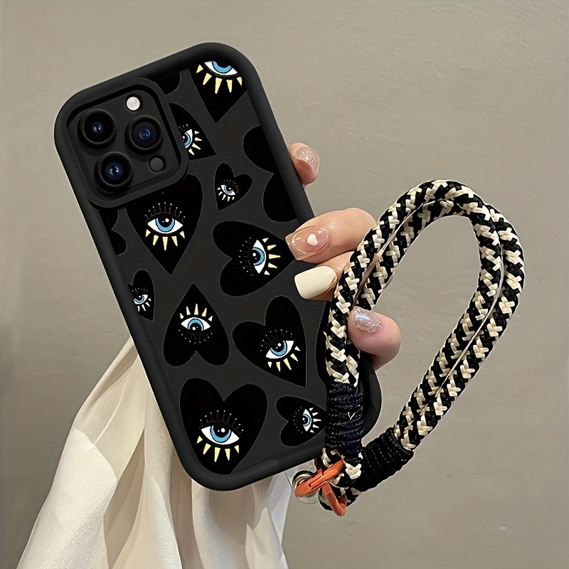 جراب هاتف أسود بتصميم قلب وعين - مراجعة Phone Cases With Straps وسعره