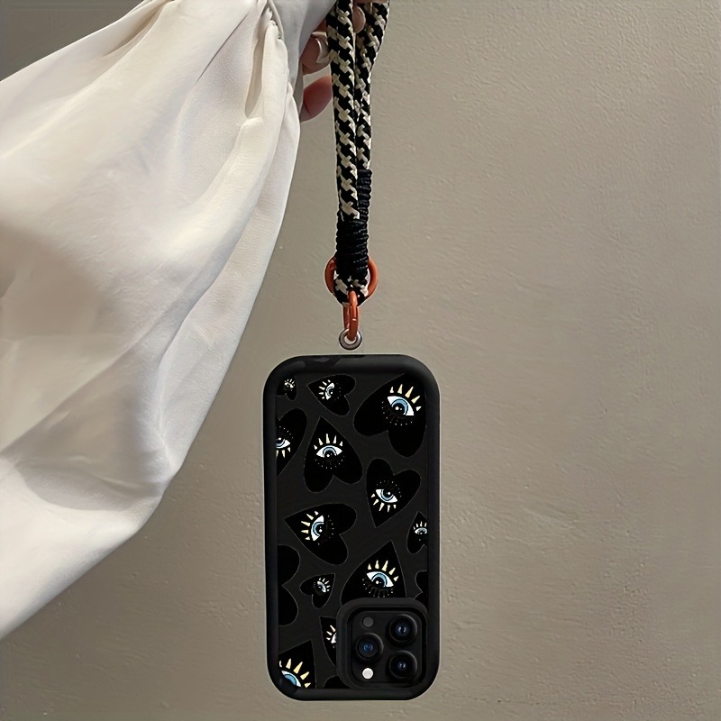جراب هاتف أسود بتصميم قلب وعين - مراجعة Phone Cases With Straps وسعره